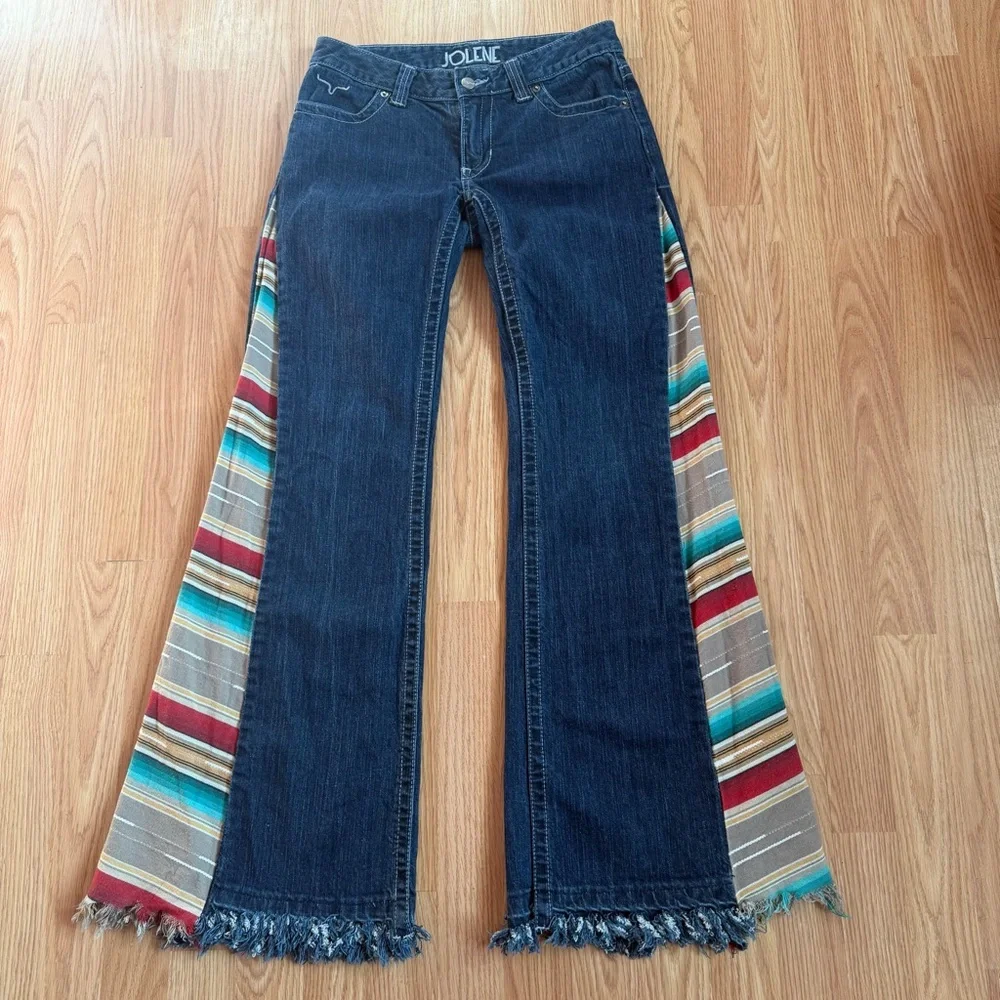 Custom Made Wide Leg Serape Fringe Kimes Jolene Size 6 with 32” inseam - Picture 2 of 6